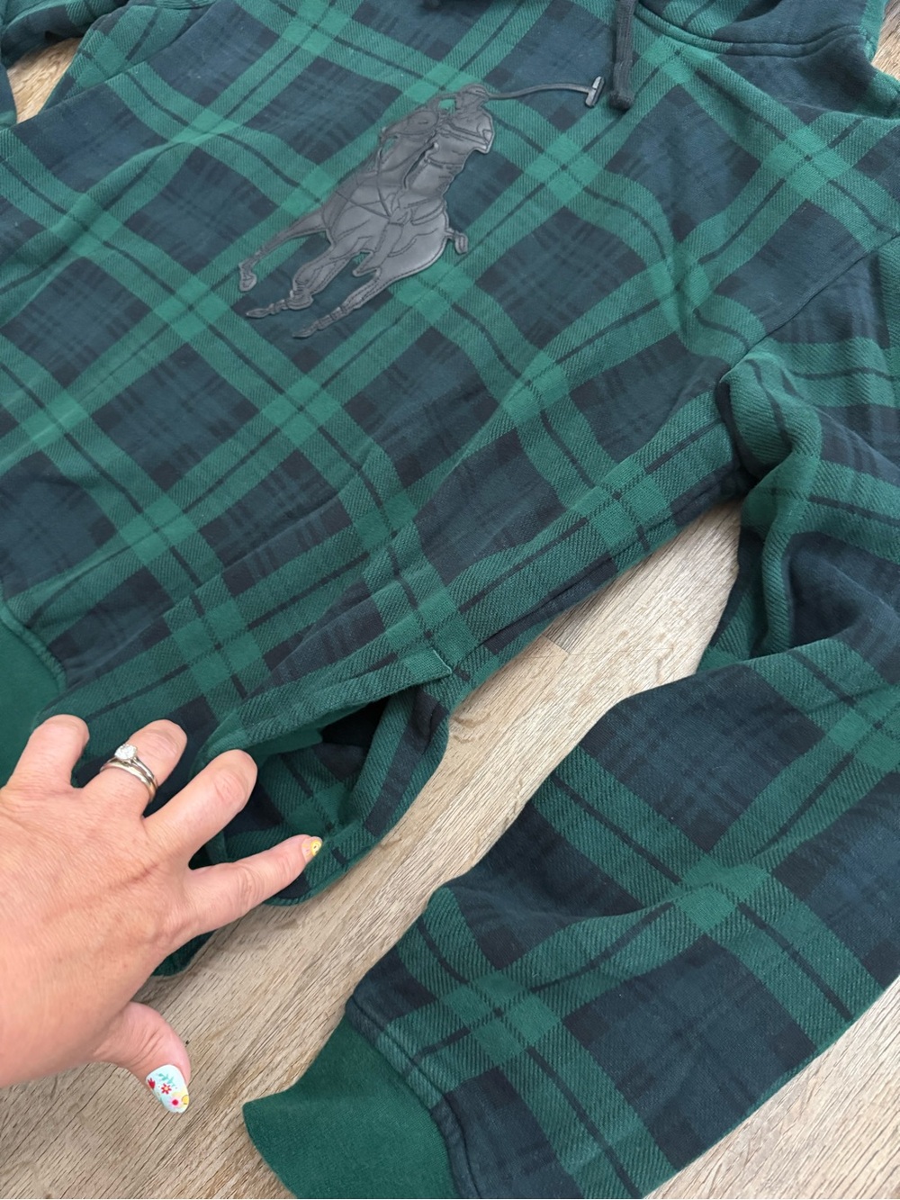 Polo Ralph Lauren • Leather Pony Tartan Plaid Hoodie - Picture 5 of 16
